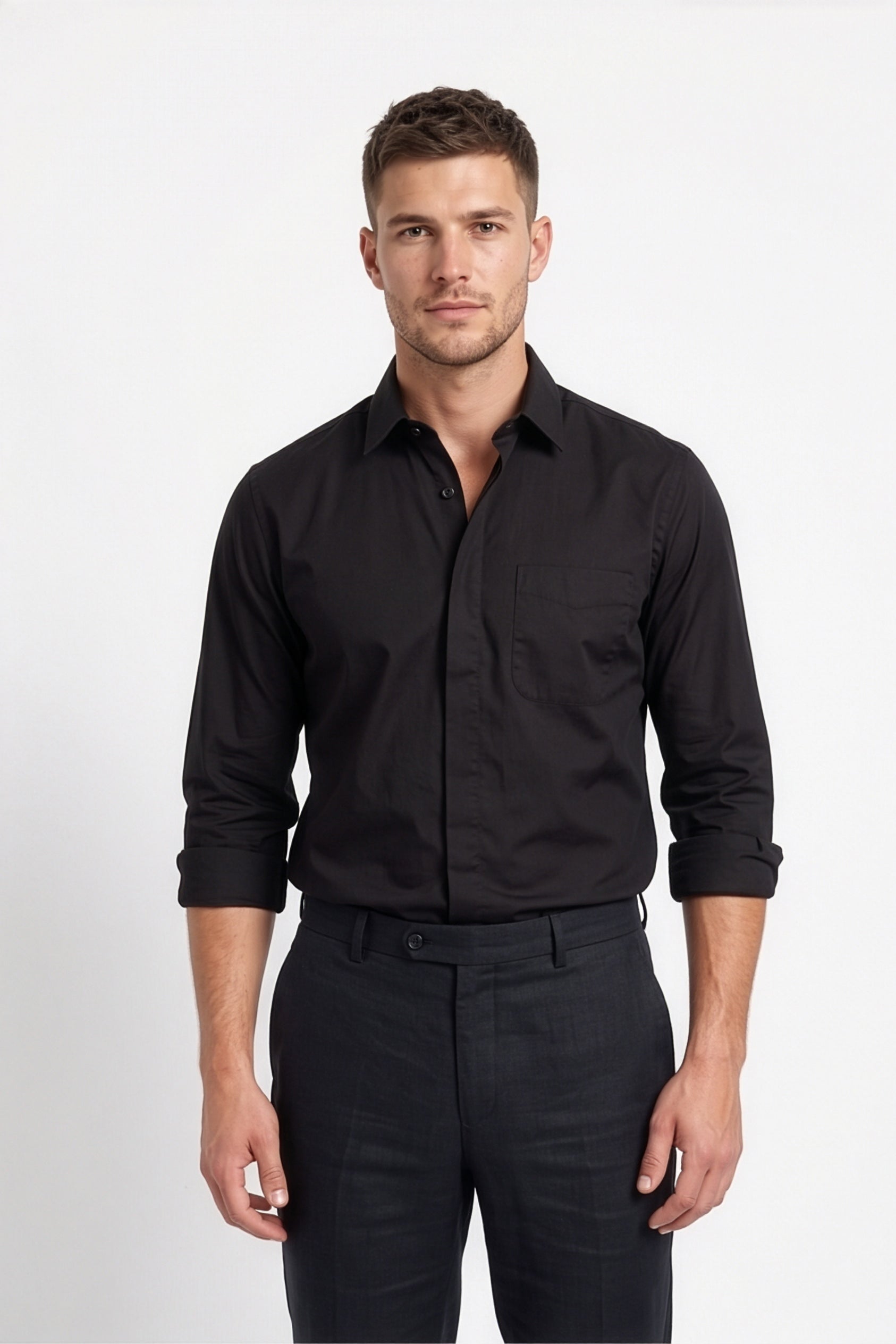 Paul Joness Men's Satin Shirt Black