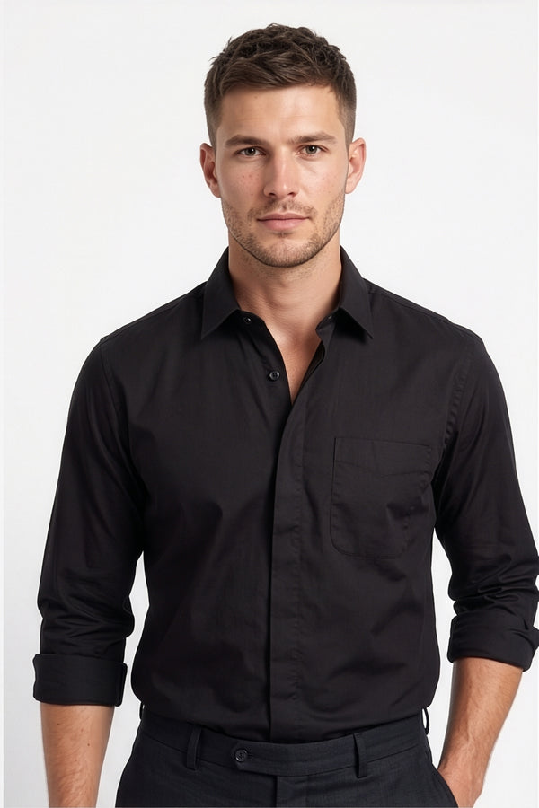 Paul Joness Men's Satin Shirt Black