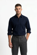 Paul Joness Men's Satin Shirt Navy Blue