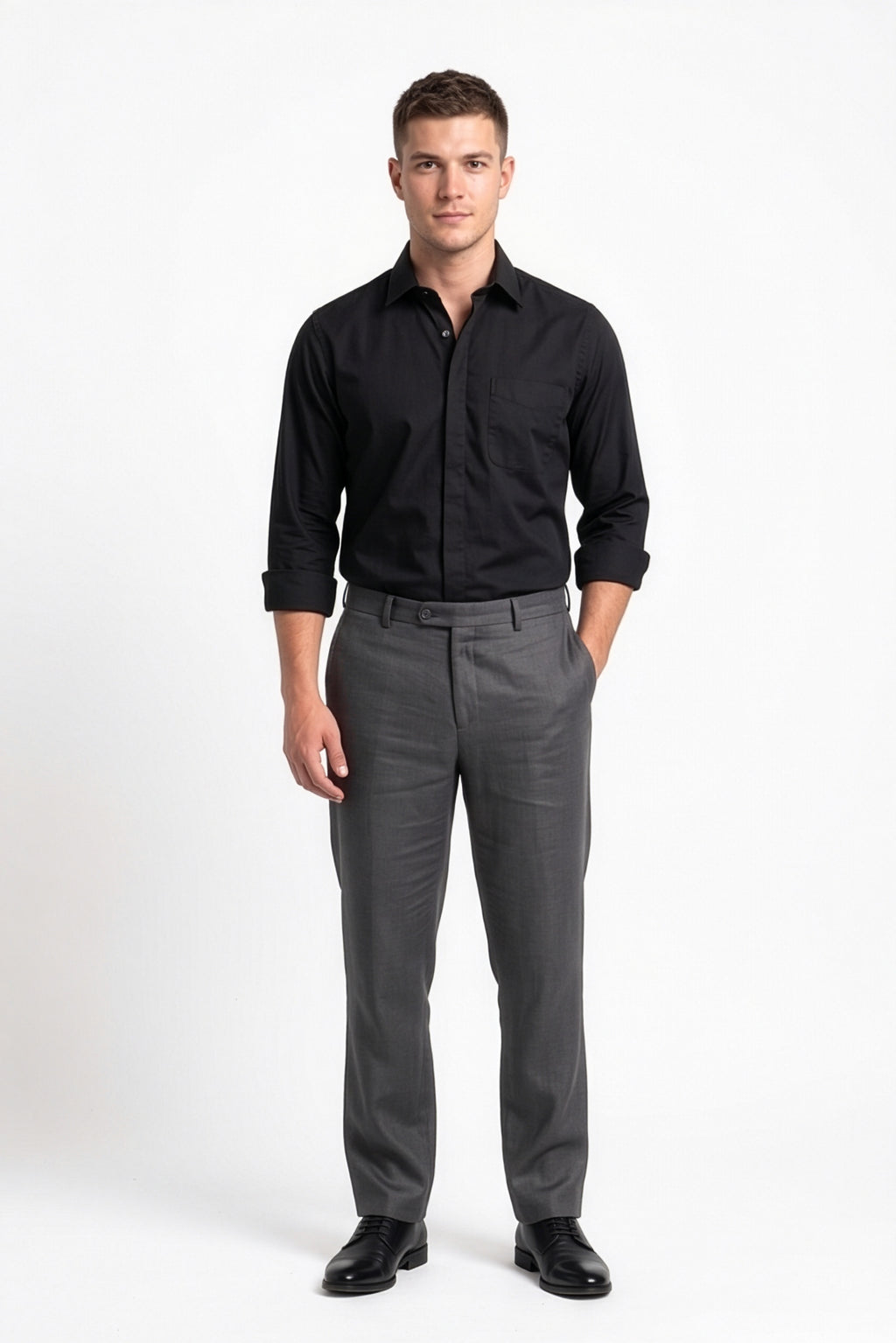 Paul Joness Men's Satin Shirt Black
