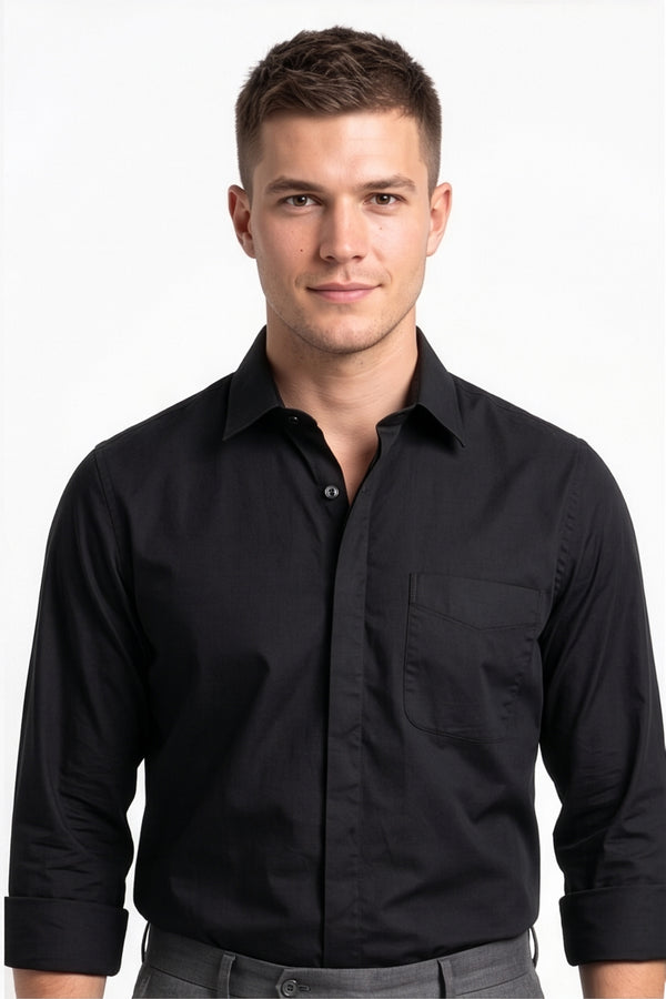 Paul Joness Men's Satin Shirt Black