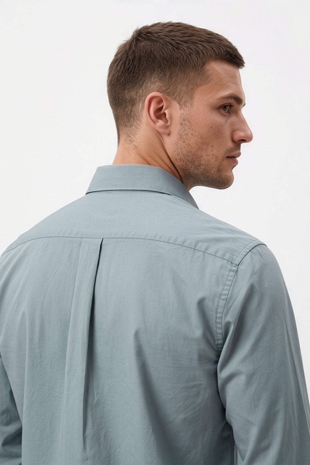 Paul Joness Men's Satin Shirt Steel Blue