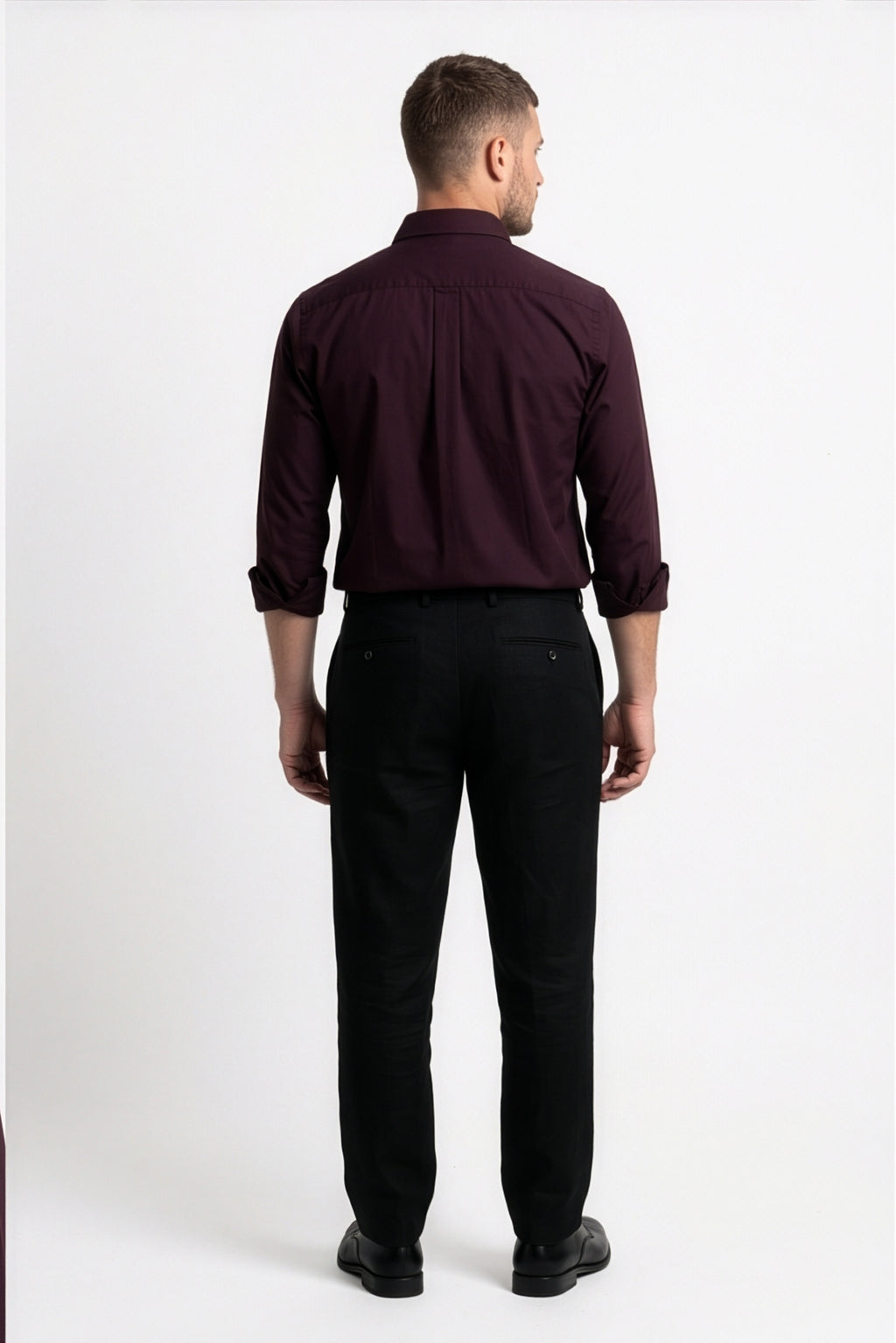 Paul Joness Men's Satin Shirt Maroon