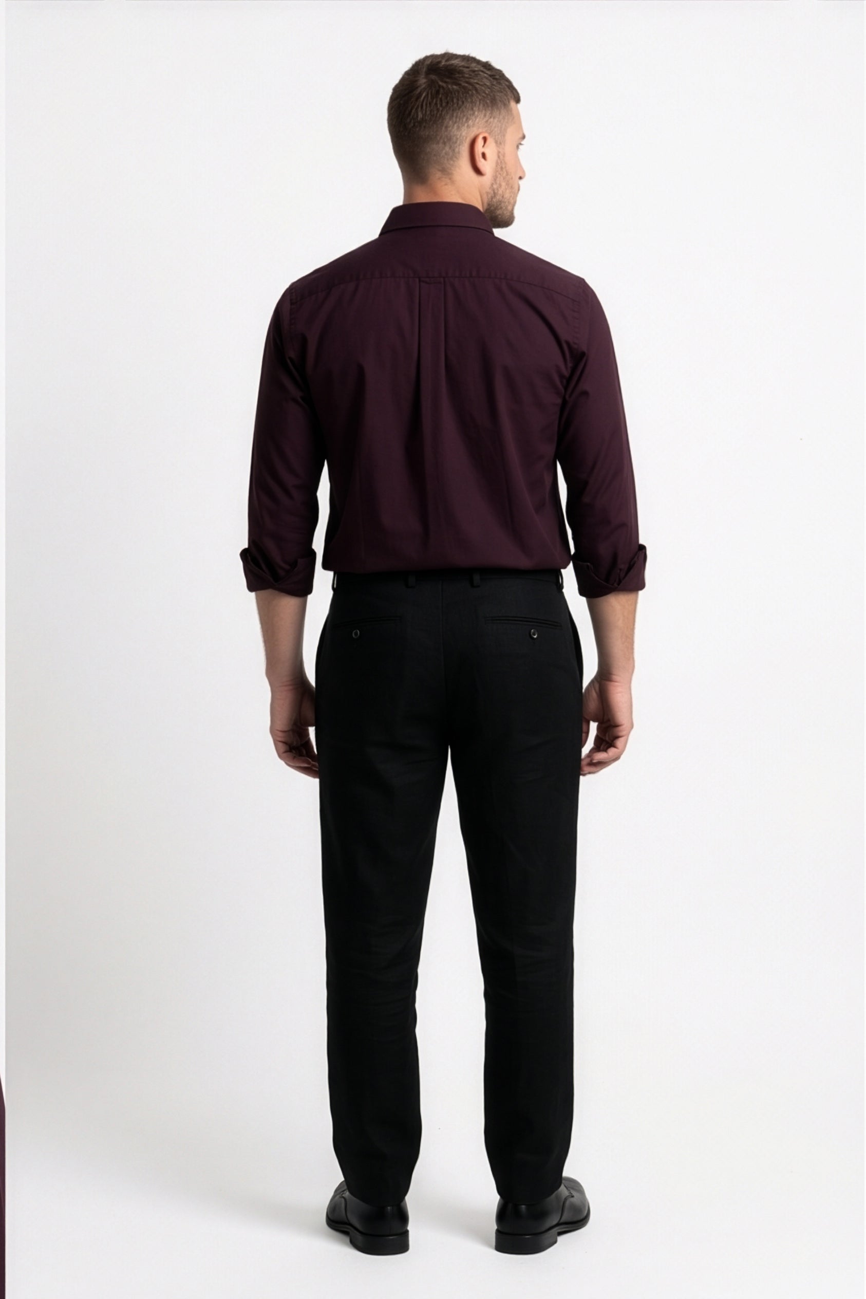 Paul Joness Men's Satin Shirt Maroon