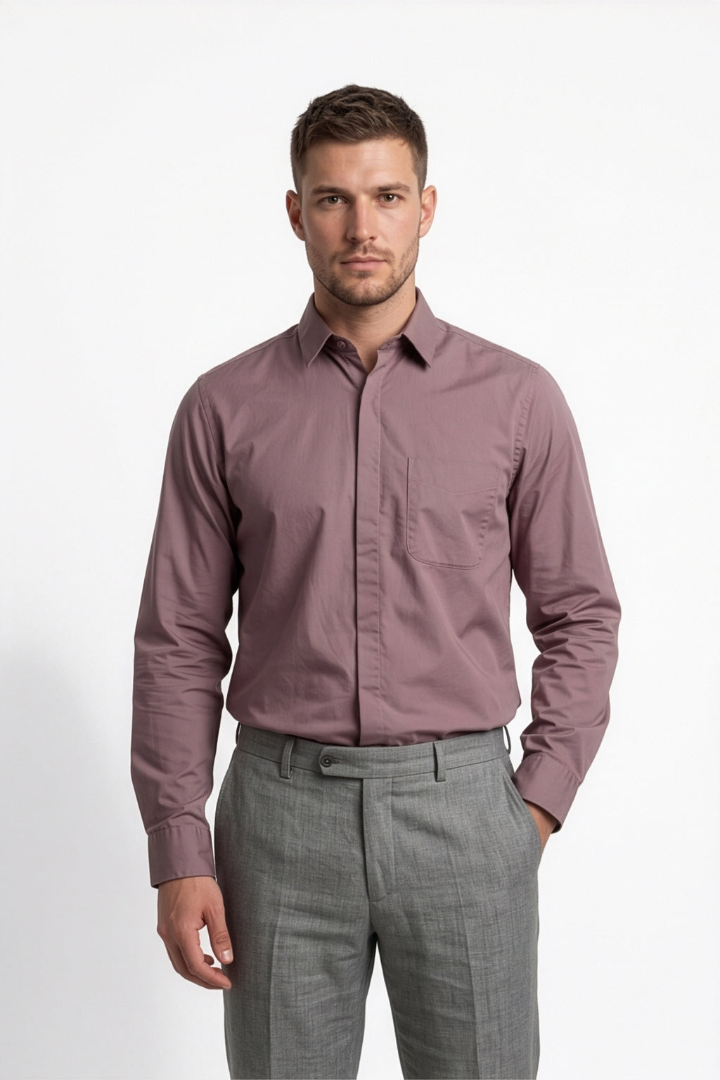 Paul Joness Men's Satin Shirt Mocha