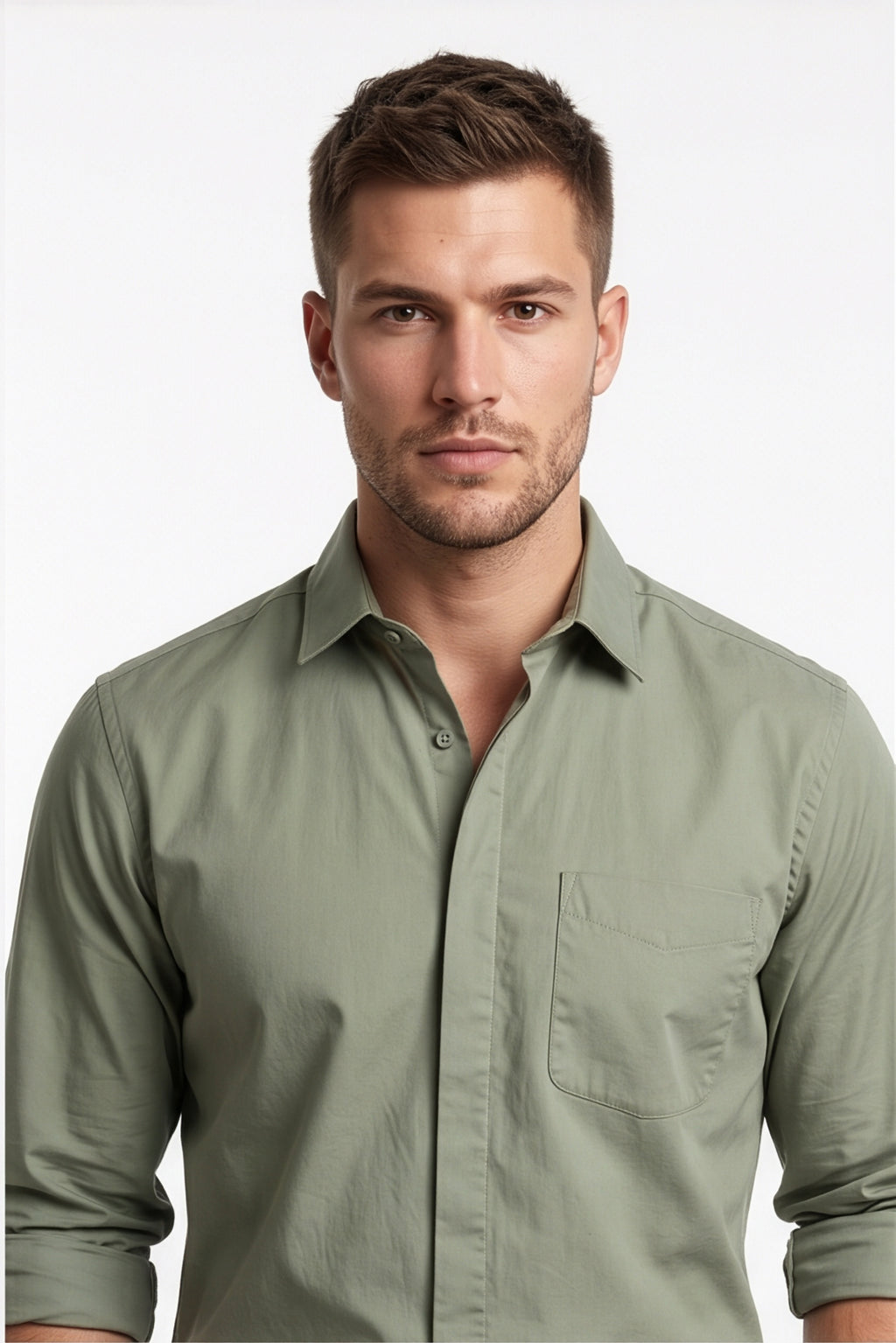 Paul Joness Men's Satin Shirt Olive