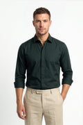 Paul Joness Men's Satin Shirt Forest Green