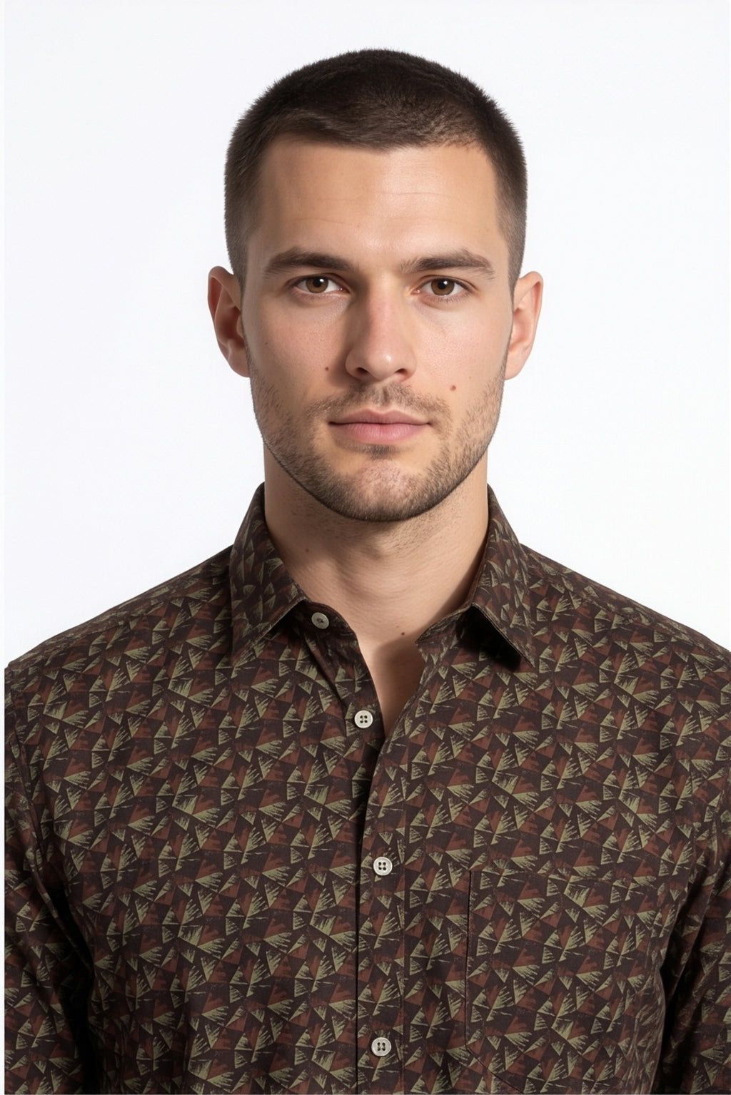 Americus Men's Printed Shirt Brown Print Full Sleeve