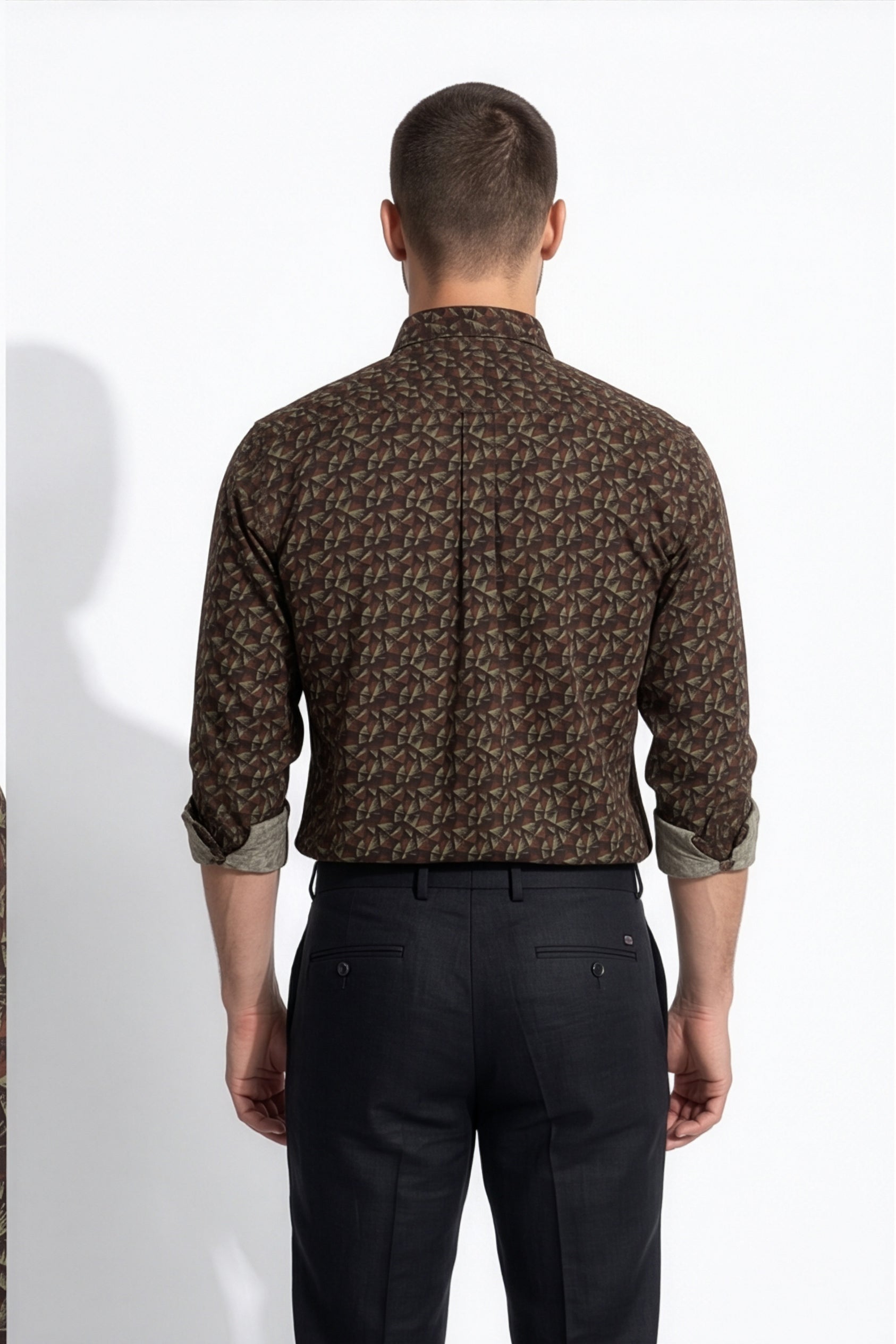 Americus Men's Printed Shirt Brown Print Full Sleeve