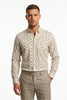 Americus  Men's Off White Leaf Printed Full Sleeve