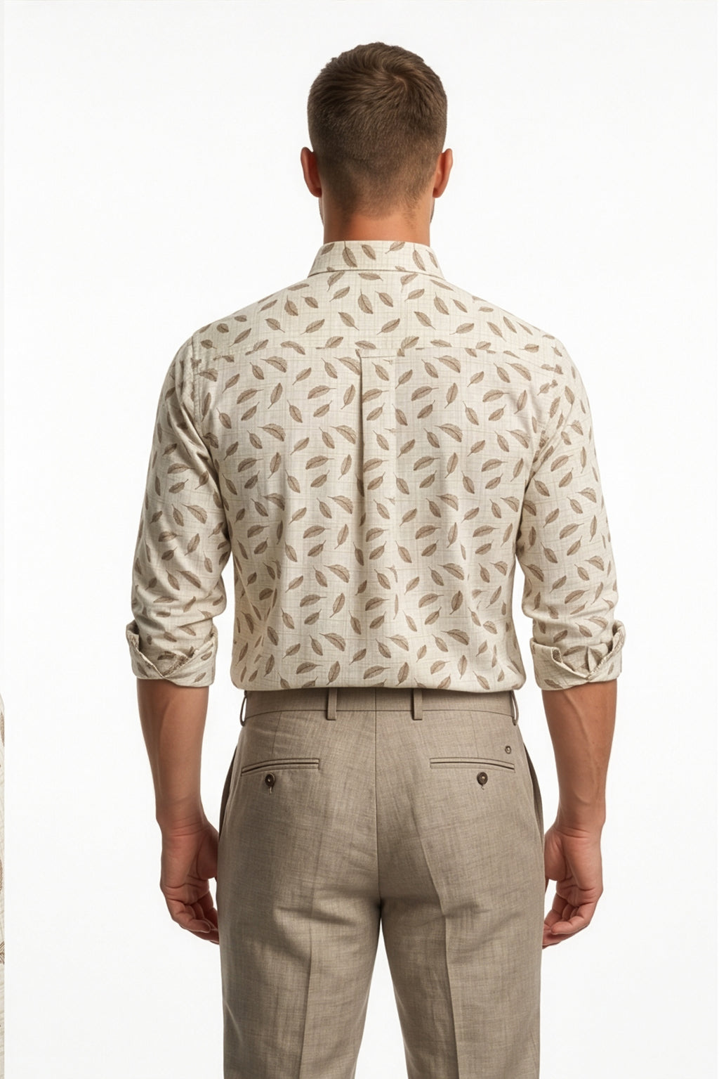 Americus  Men's Off White Leaf Printed Full Sleeve