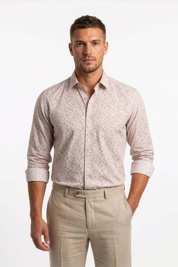 Americus  Men's Blush Pink Printed Full Sleeve