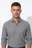 Americus  Men's Charcoal Grey Micro Check Full Sleeve