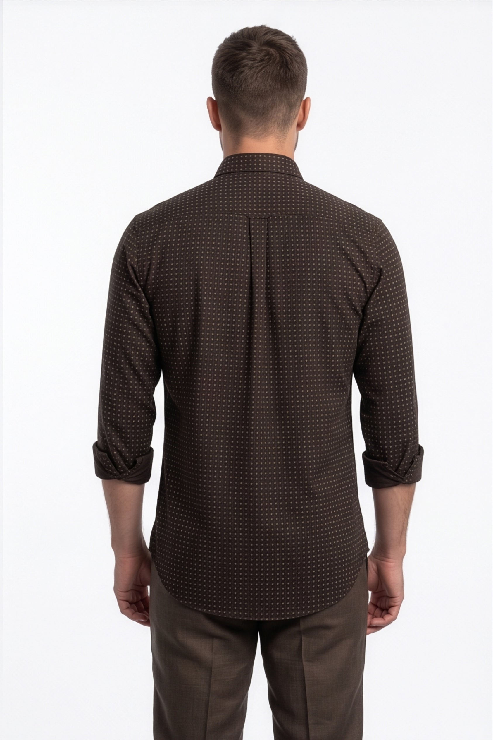 Americus  Men's Dark Brown Printed Full Sleeve