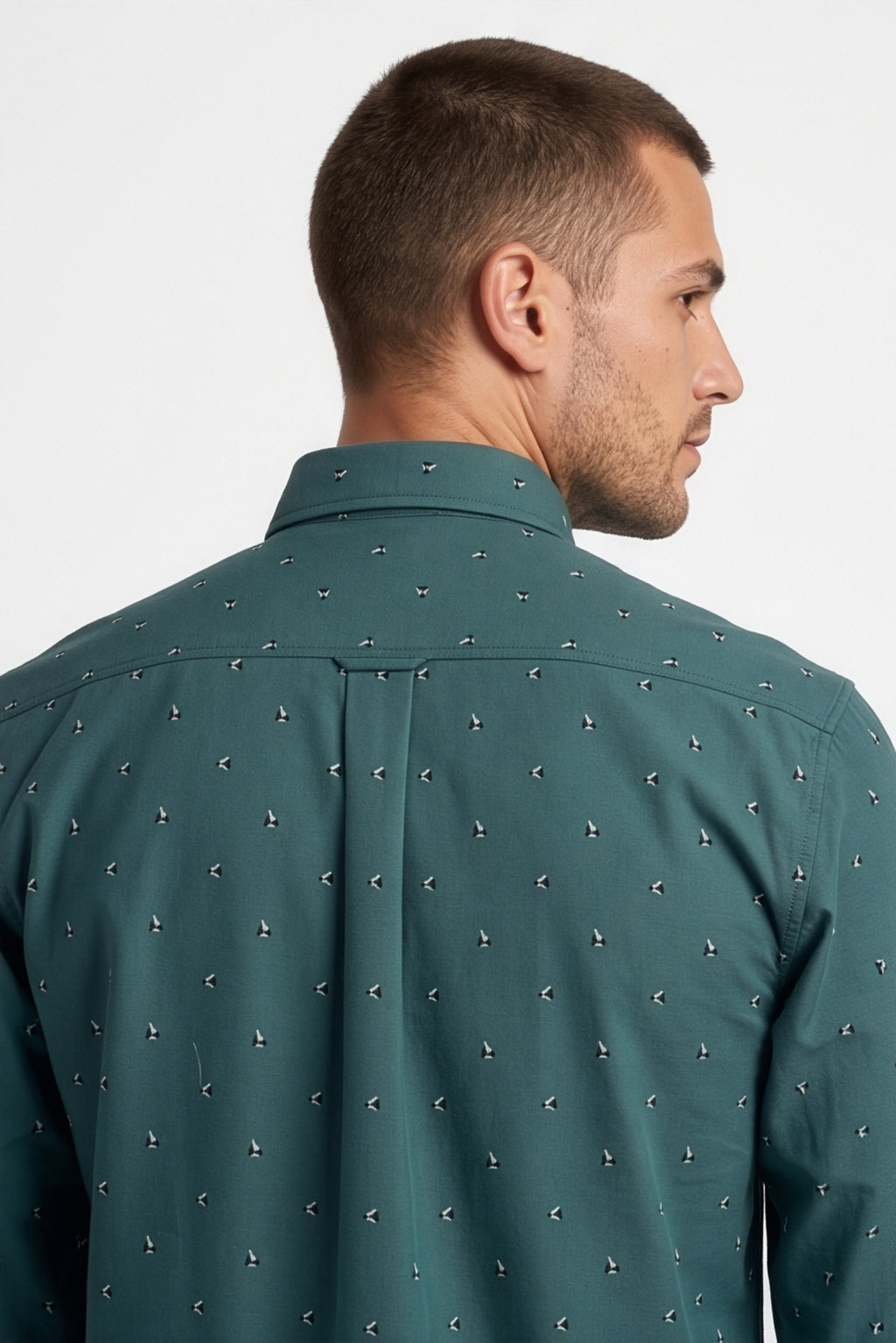 Americus  Men's Deep Teal Printed Full Sleeve