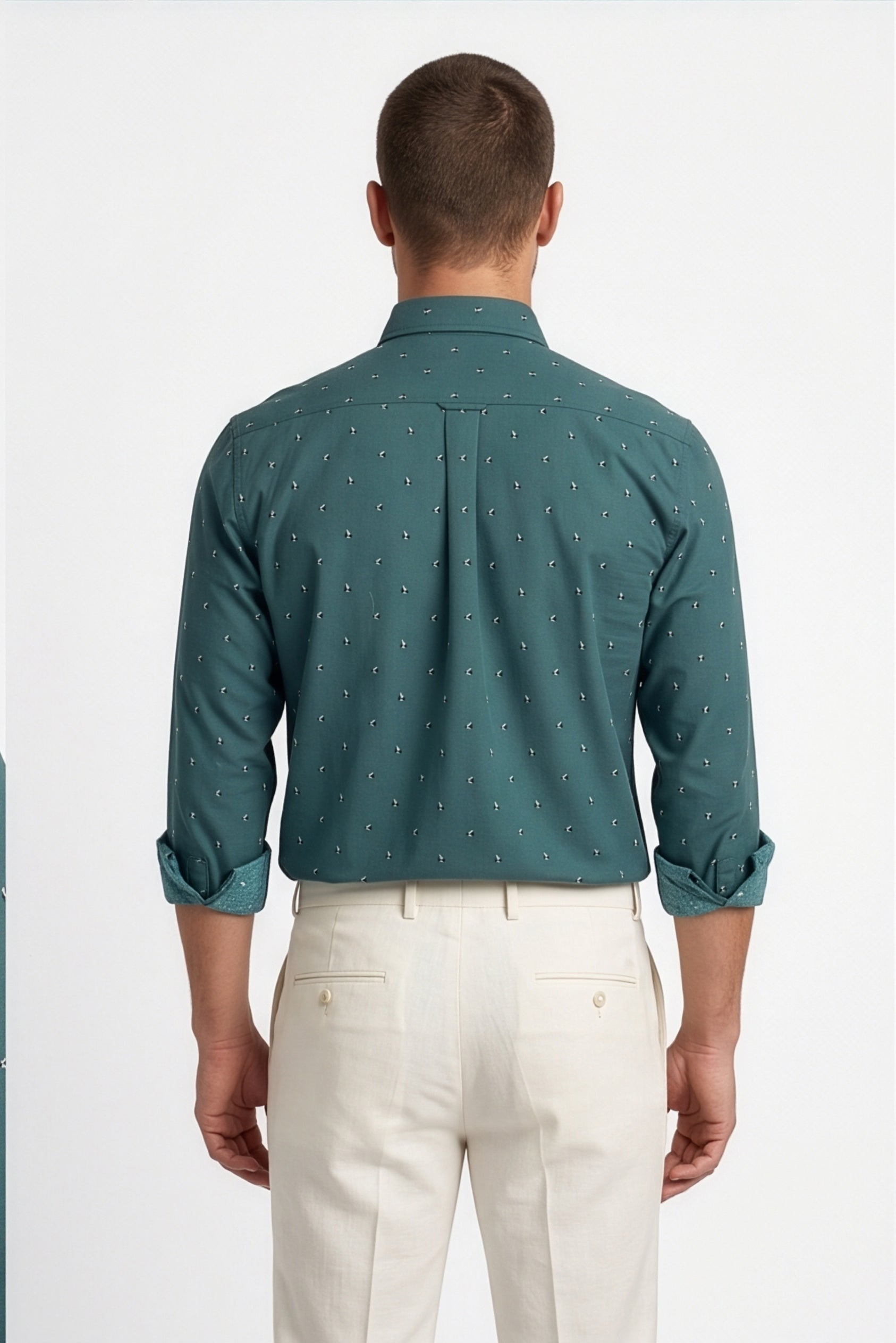 Americus  Men's Deep Teal Printed Full Sleeve
