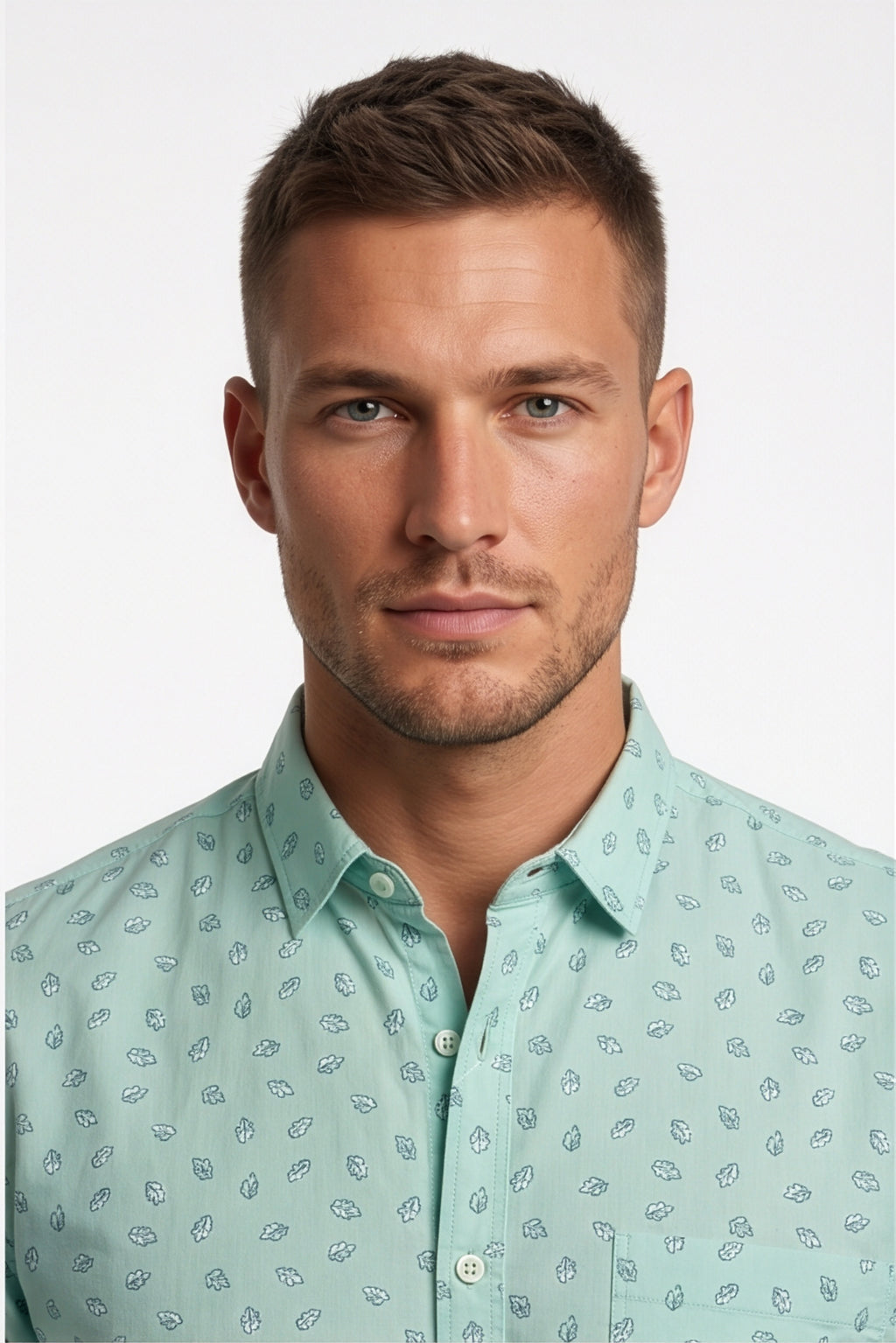 Americus  Men's Aqua Mint Printed Full Sleeve