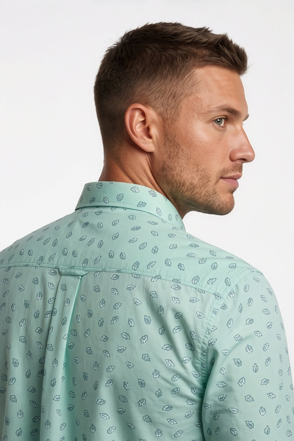 Americus  Men's Aqua Mint Printed Full Sleeve