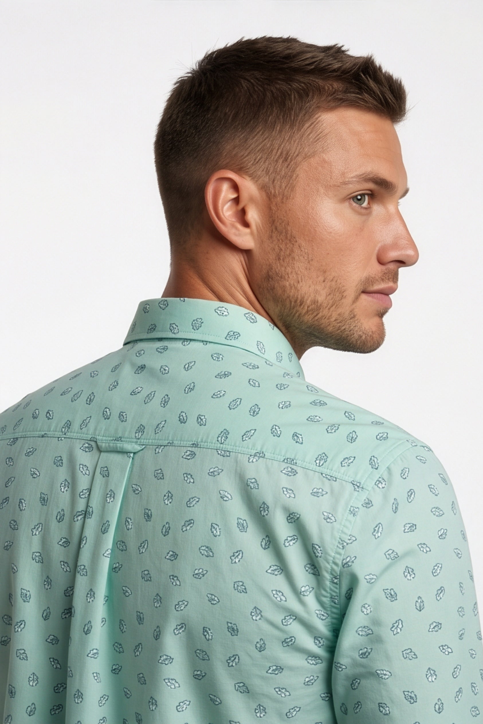 Americus  Men's Aqua Mint Printed Full Sleeve