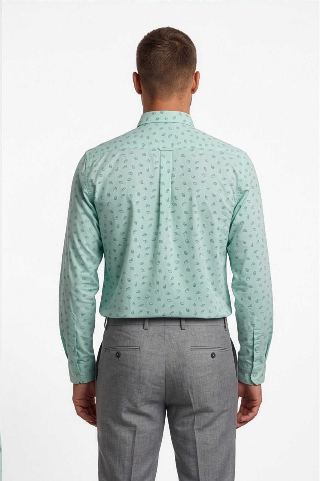 Americus  Men's Aqua Mint Printed Full Sleeve
