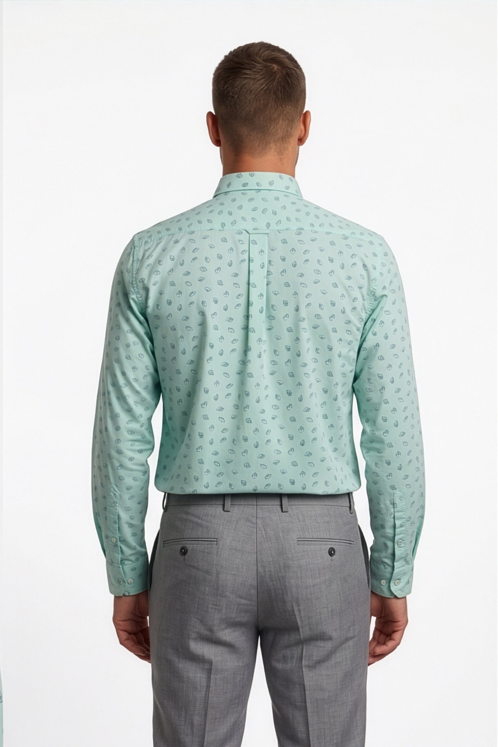 Americus  Men's Aqua Mint Printed Full Sleeve