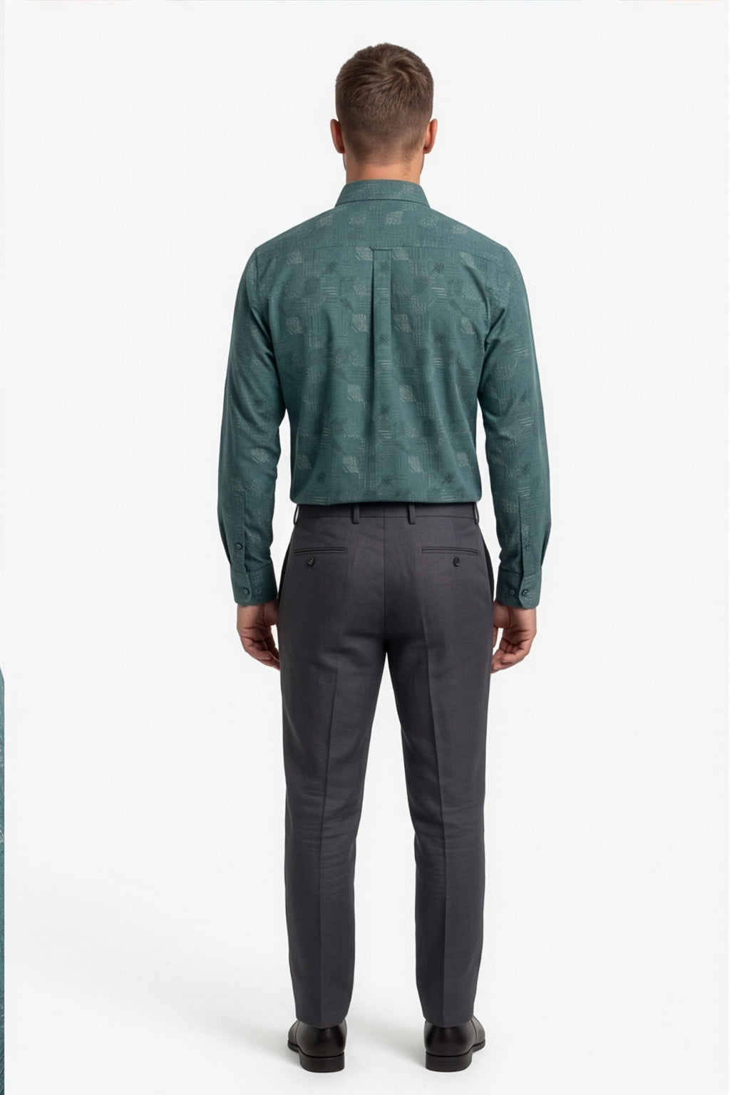 Americus  Men's Deep Teal Printed Full Sleeve