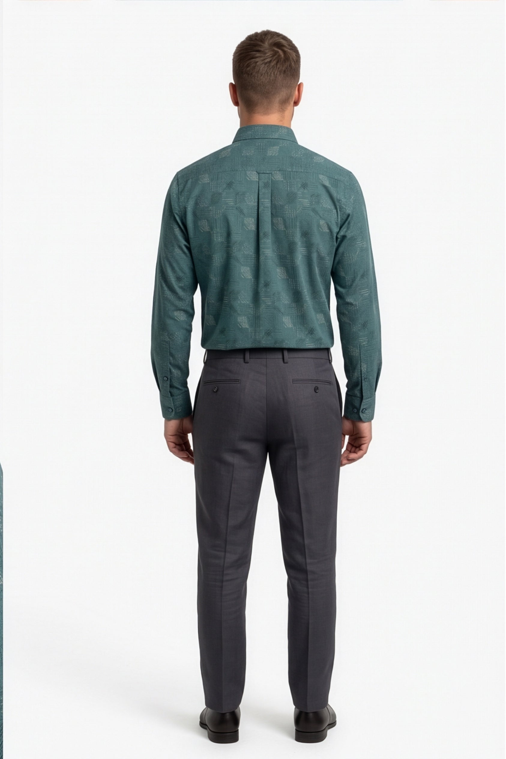 Americus  Men's Deep Teal Printed Full Sleeve