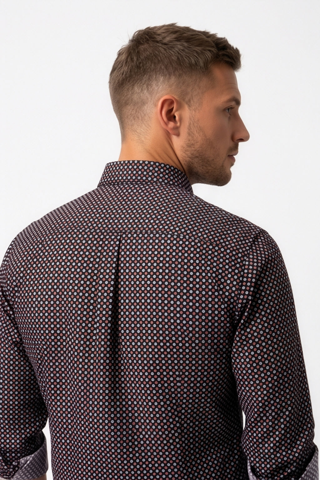 Americus Men's Dark Maroon Micro Printed Full Sleeve