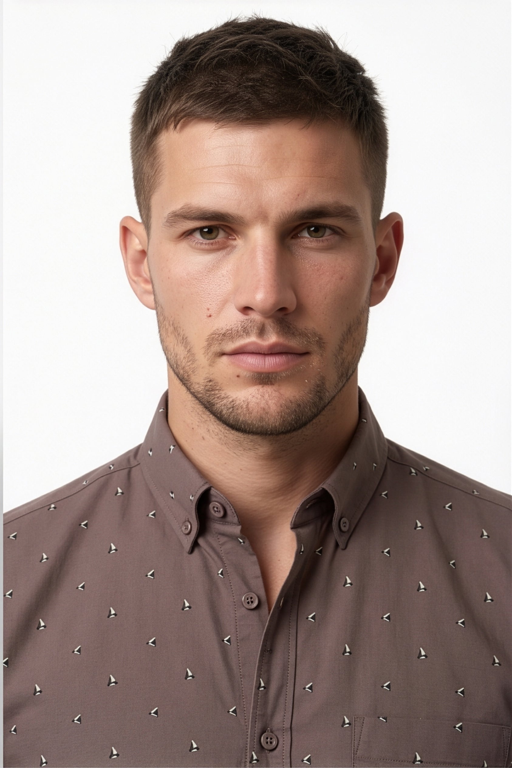 Americus Men's Light Brown Printed Full Sleeve