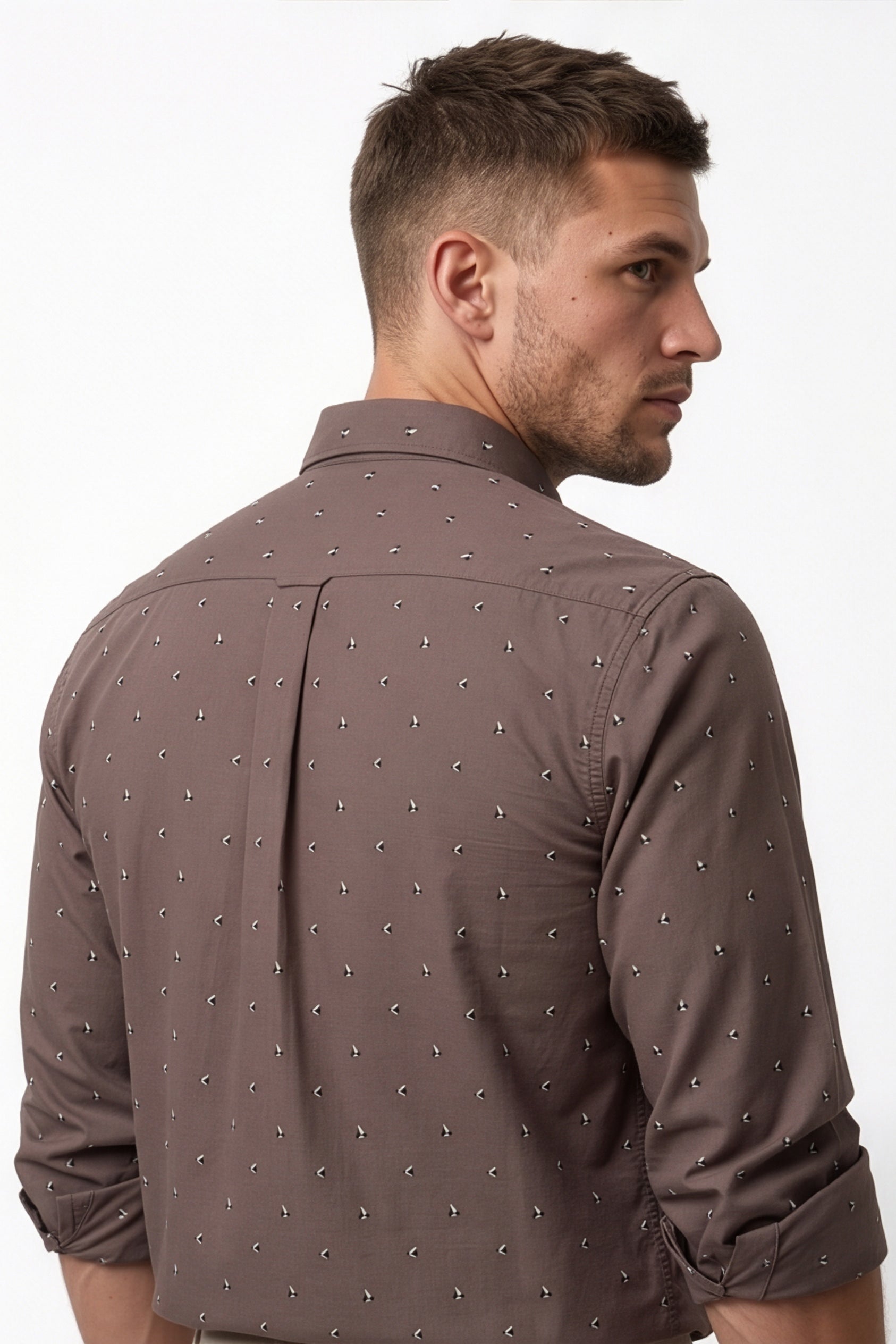 Americus Men's Light Brown Printed Full Sleeve