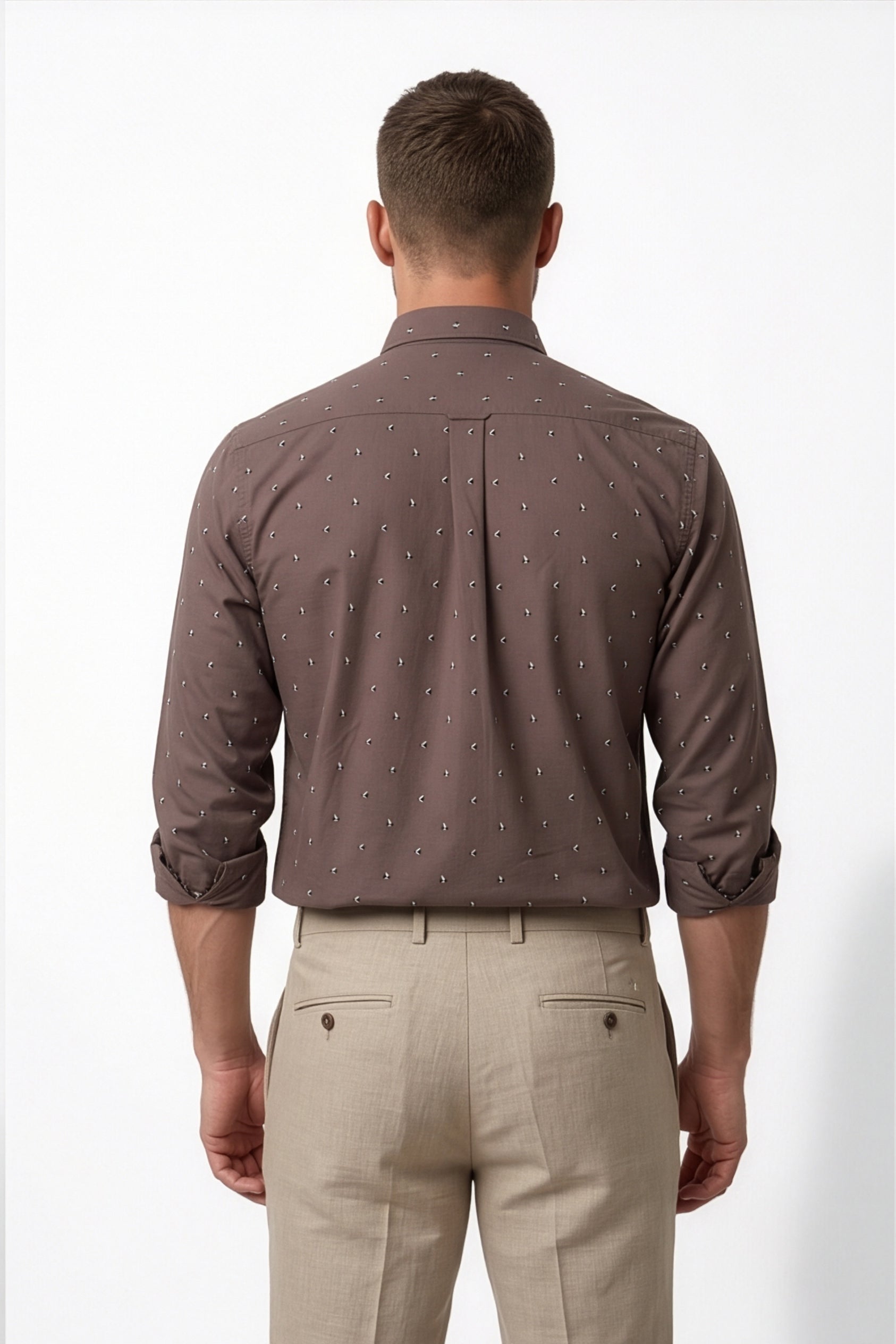 Americus Men's Light Brown Printed Full Sleeve