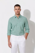 Americus Men's Sea Green Solid Full Sleeve