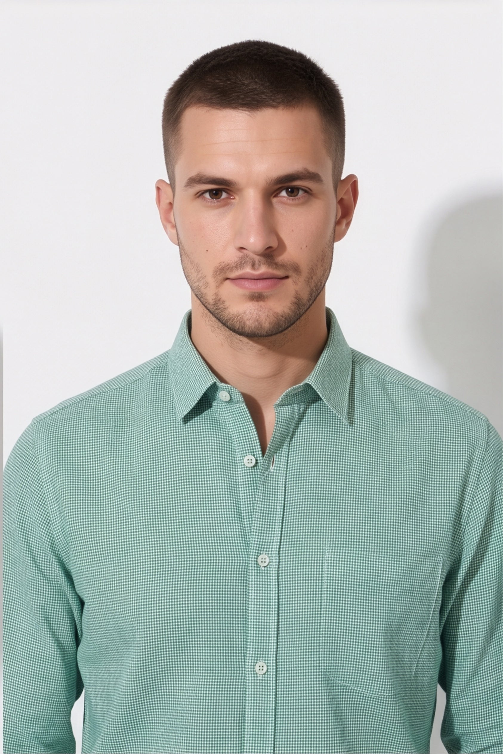 Americus Men's Sea Green Solid Full Sleeve