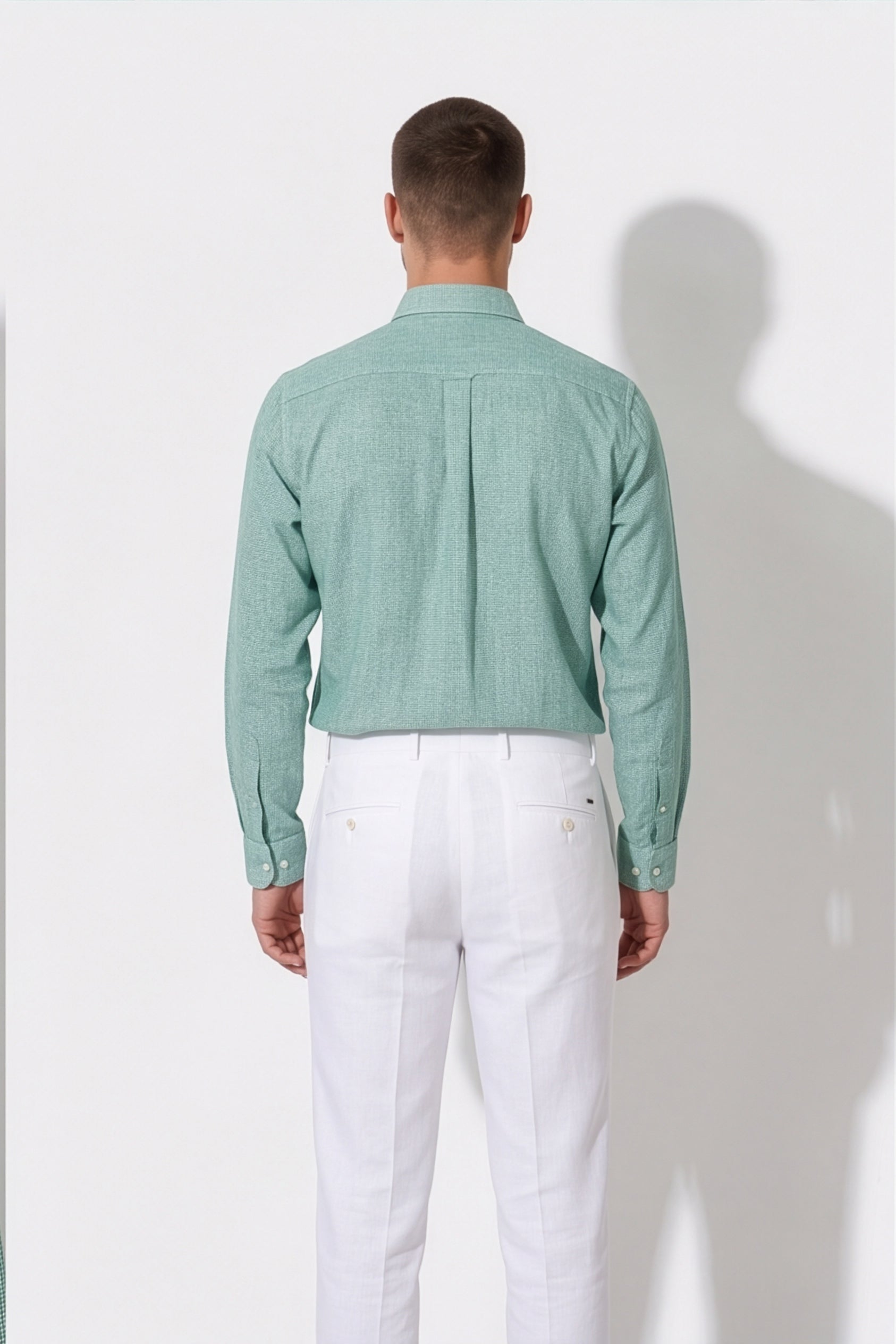 Americus Men's Sea Green Solid Full Sleeve