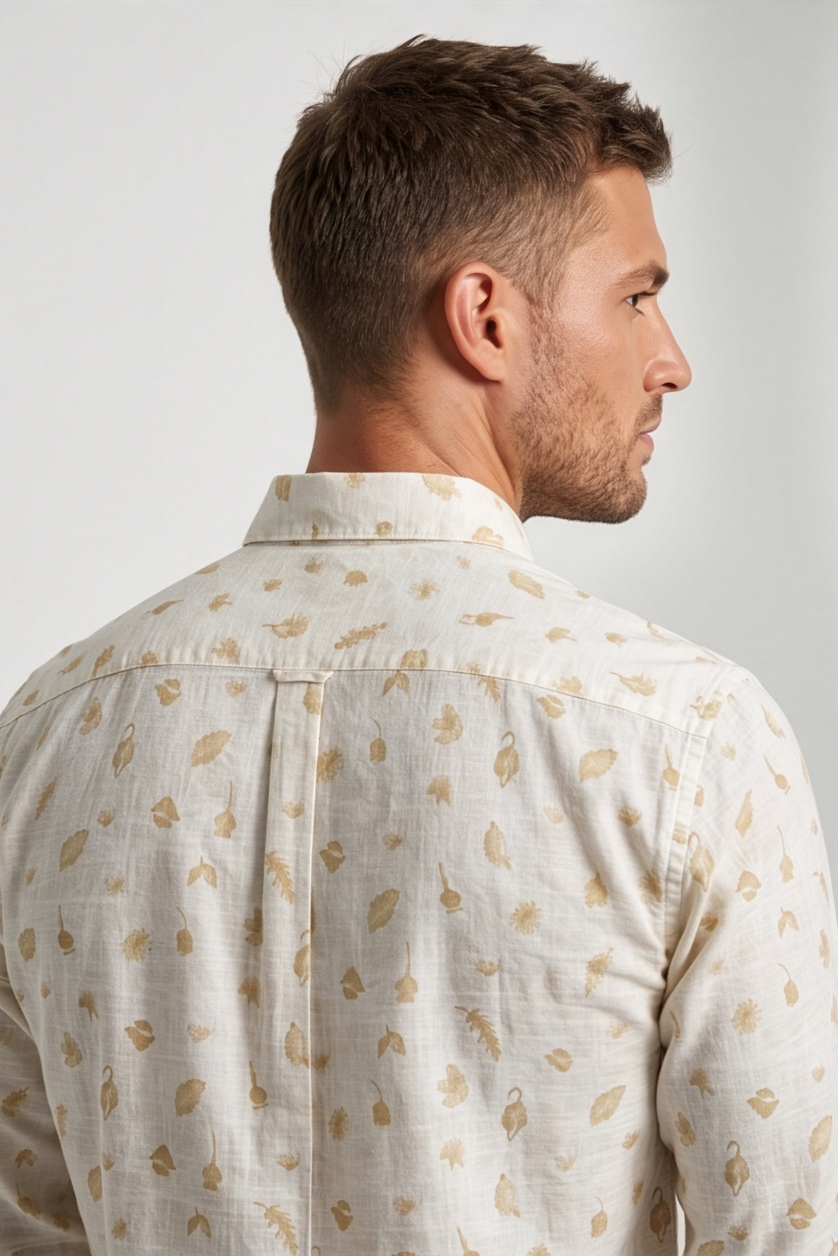 Americus  Men's Cream With Khaki Printed Full Sleeve