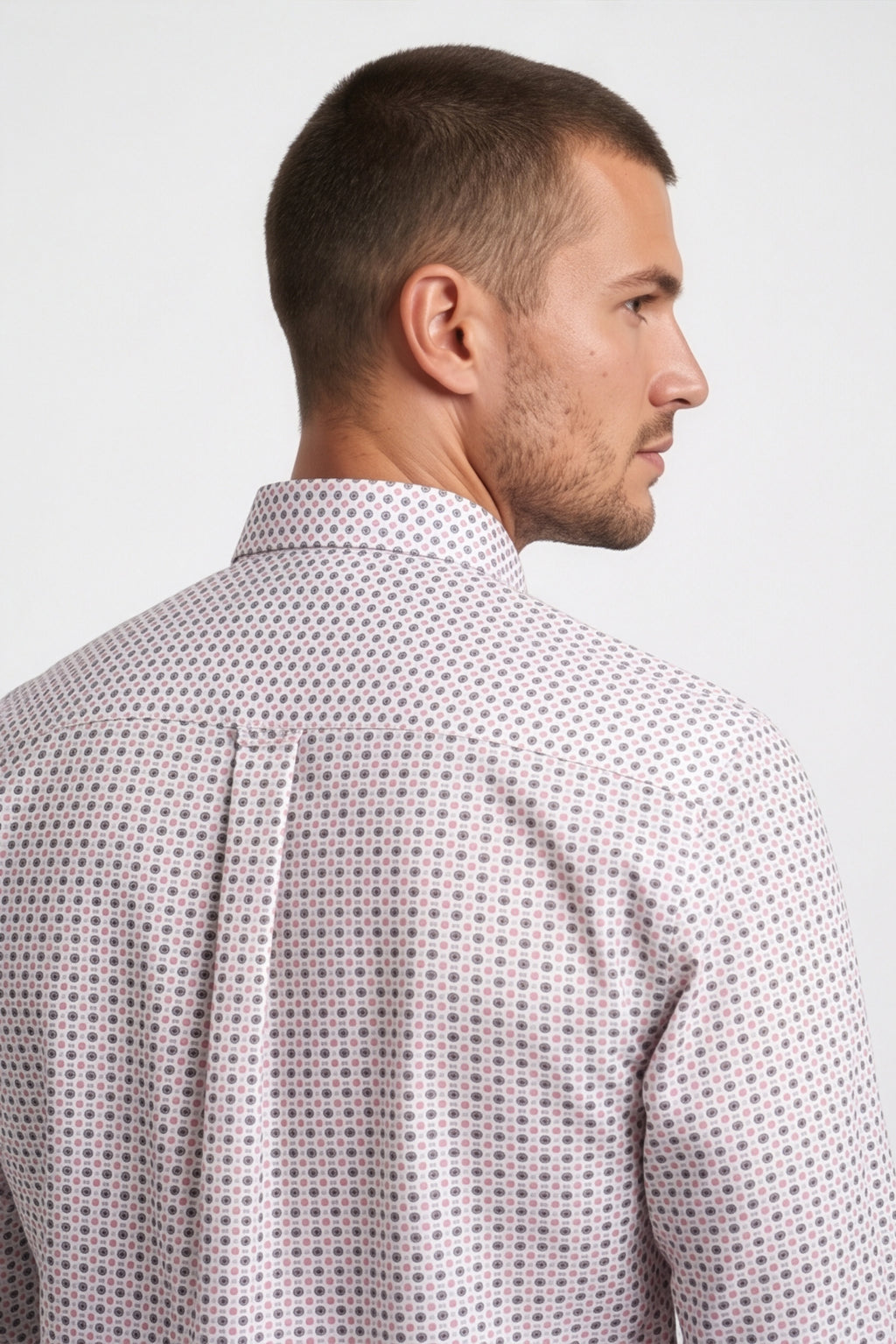 Americus  Men's White with Micro Printed Full Sleeve