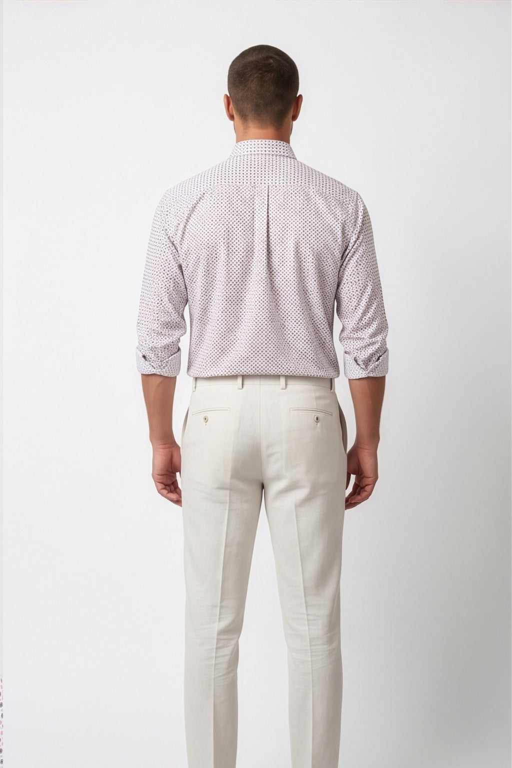 Americus  Men's White with Micro Printed Full Sleeve