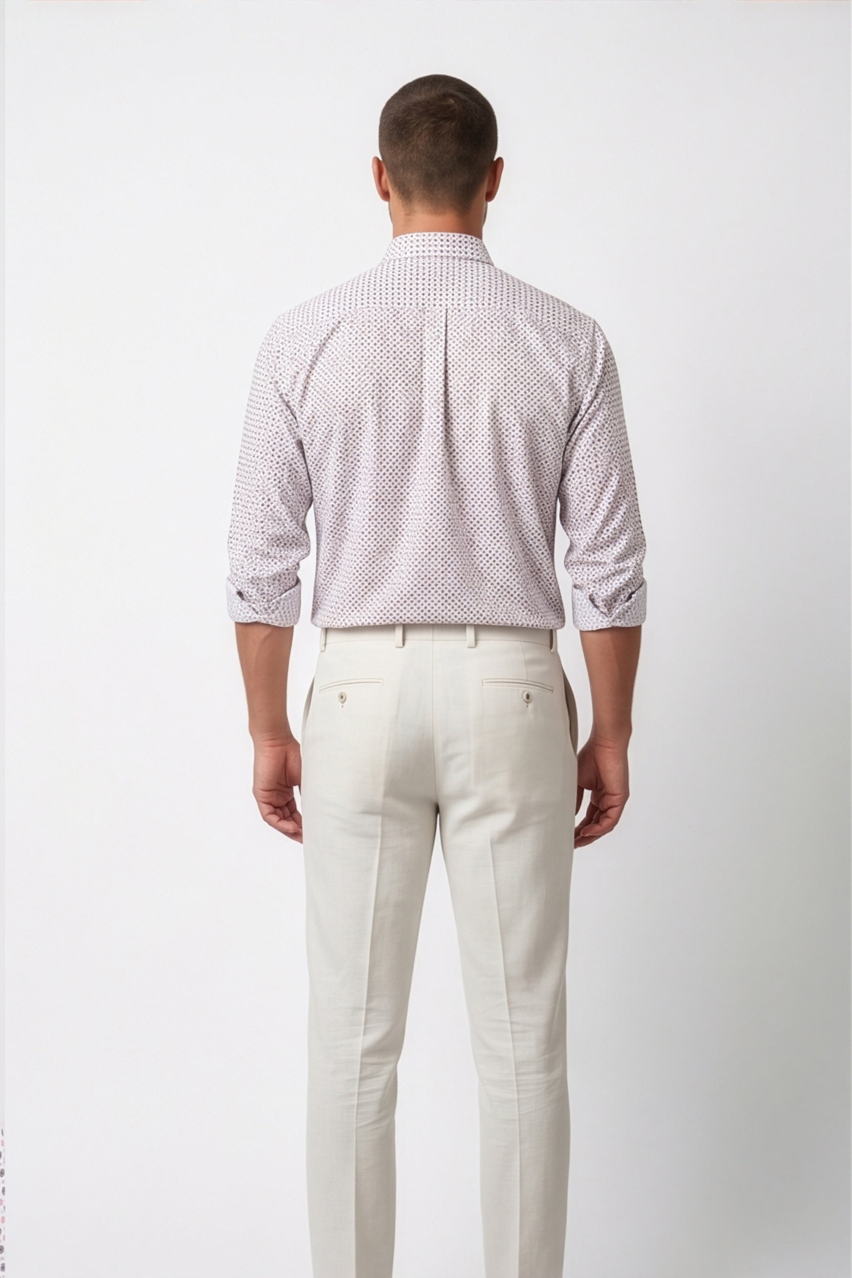 Americus  Men's White with Micro Printed Full Sleeve