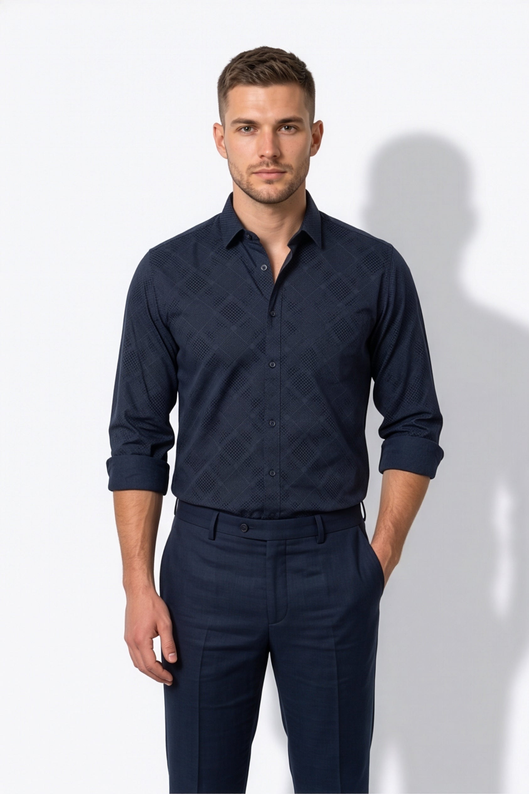 Americus  Men's Navy Blue Full Sleeve