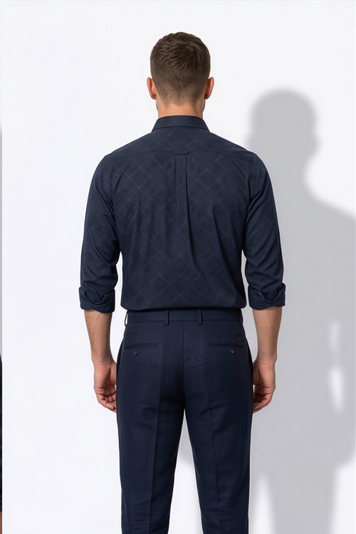 Americus  Men's Navy Blue Full Sleeve