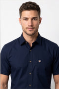 Americus Men's Solid Cotton Shirt Navy Blue