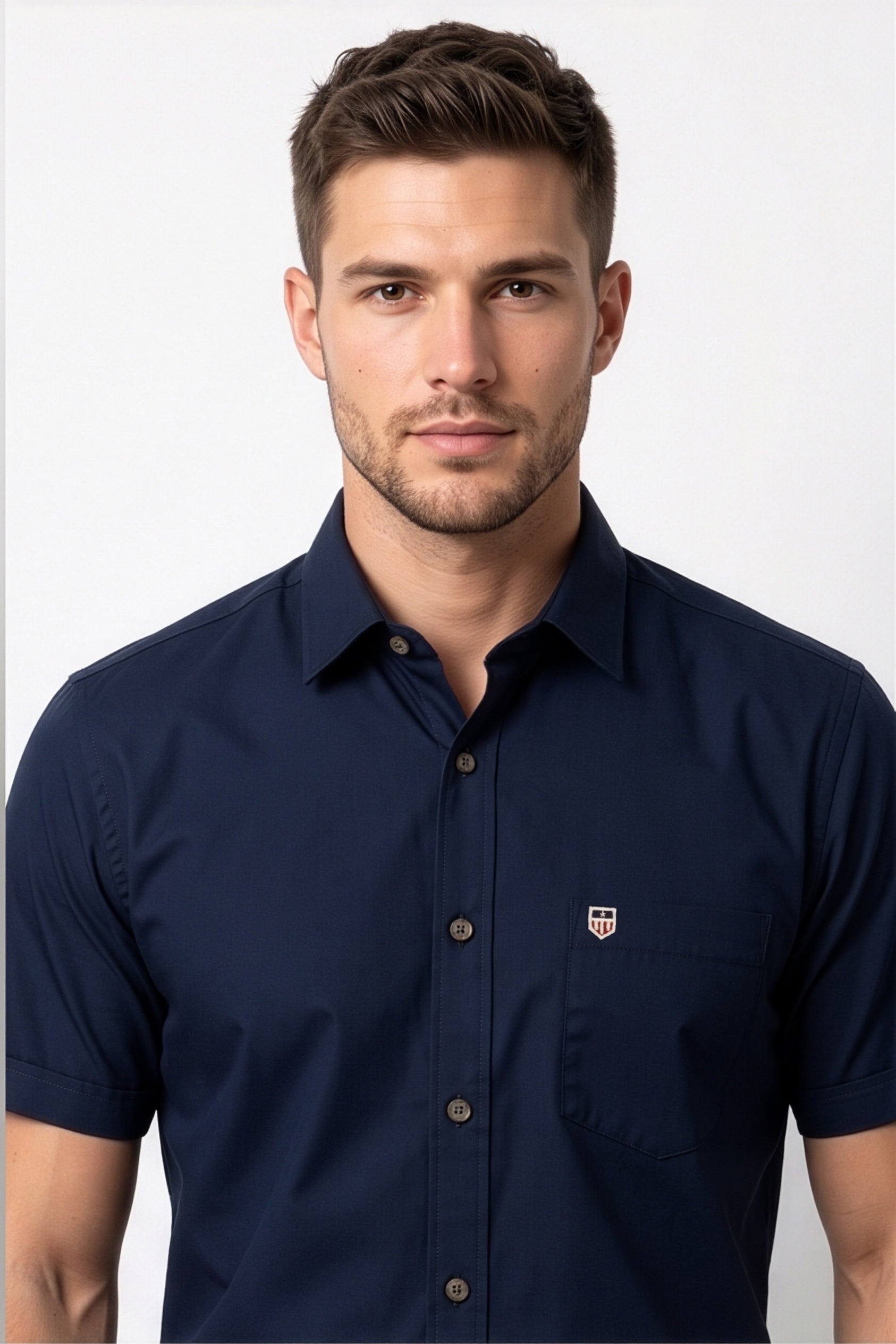Americus Men's Solid Cotton Shirt Navy Blue