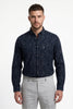 Americus Men's Printed Cotton Shirt Navy Blue With Small Leafy Vine