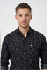 Americus Men's Printed Cotton Shirt Black With White Abstract