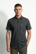 Americus Men's Printed Cotton Shirt Dark Grey With White And Black Abstract