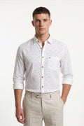 Americus Men's Printed Cotton Shirt White With Navy Blue Abstract