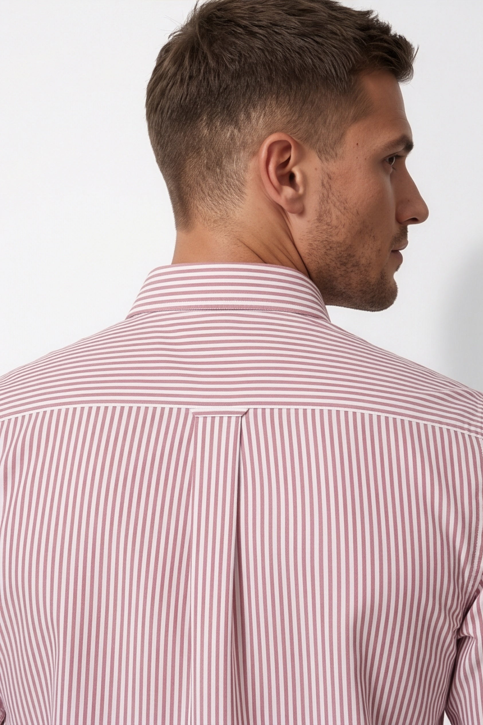 Americus Men's  Shirt Blush Pink With White Stripe