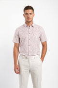 Americus Men's Printed Shirt Blush Pink Geometric Abstract Print