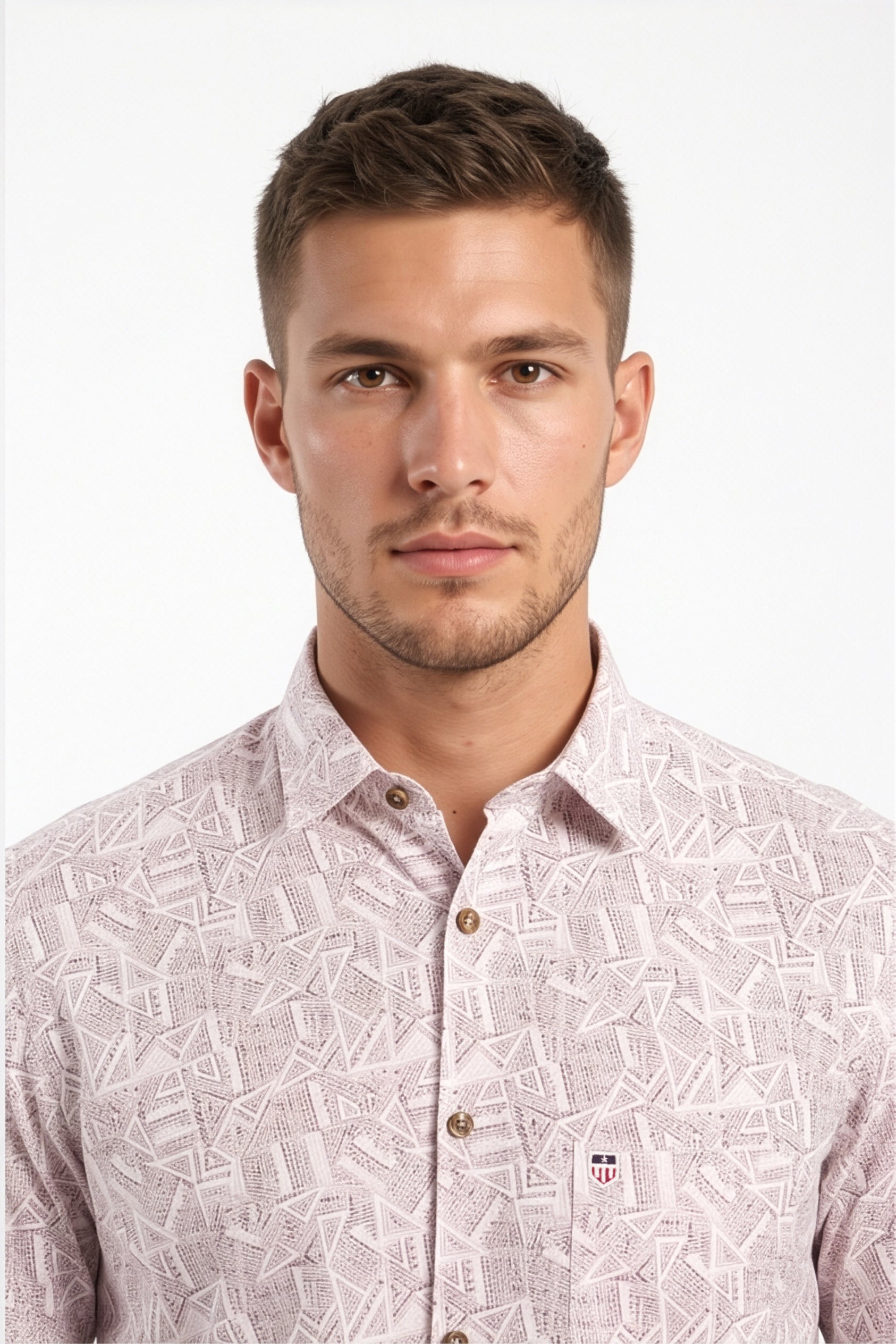 Americus Men's Printed Shirt Blush Pink Geometric Abstract Print