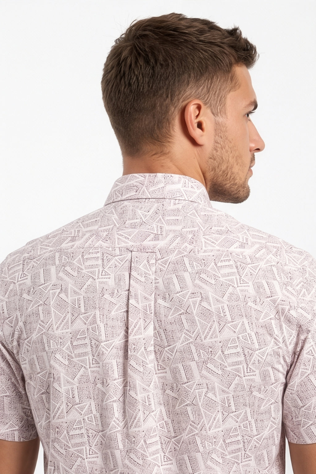 Americus Men's Printed Shirt Blush Pink Geometric Abstract Print